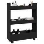 vidaXL Chariot de rangement étroit 3 niveaux noir bois d'ingénierie