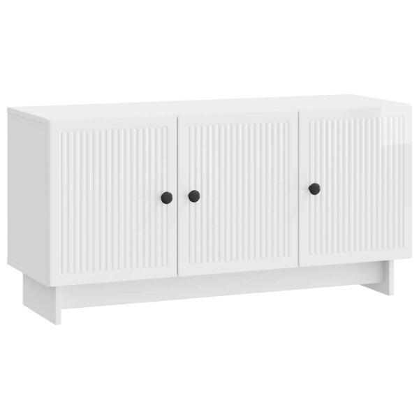 vidaXL Meuble TV 99 x 34 5 x 50 cm Blanc brillant Bois d'ingénierie