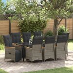 vidaXL Ensemble de salle à manger de jardin 9 pièces avec coussins en gris poly rattan