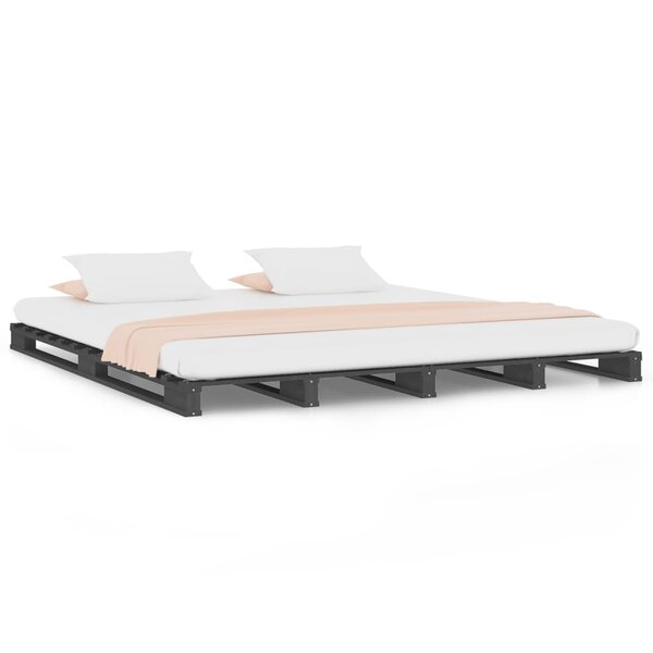 vidaXL Lit de palette sans matelas gris bois massif