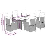 vidaXL Ensemble à manger de jardin coussins 7 Pièces mélange beige rotin