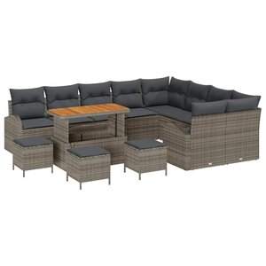 vidaXL Ensemble de canapé de jardin 13 Pièces Gris 110 x 55 x 71 cm
