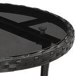 vidaXL Ensemble à manger de jardin et coussins 3 Pièces noir rotin verre