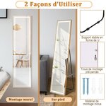 Miroir pleine longueur avec lumières led miroir éclairé par led cadre en aluminium intensité variable éclairage 3 couleurs or 20_0008923