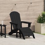 vidaXL Chaise Adirondack avec repose-pieds noire HDPE