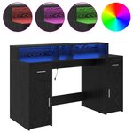 vidaXL Bureau avec porte Chêne noir 140 x 55 x 91 cm Bois d'ingénierie