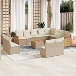 vidaXL Salon de jardin avec coussins 13 Pièces beige résine tressée