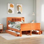 vidaXL Lit bibliothèque sans matelas cire marron 160x200 cm pin massif