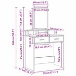 vidaXL Coiffeuse Chêne artisanal 79 x 41 x 140 cm Bois d'ingénierie