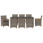 vidaXL Ensemble de salle à manger de jardin 9 pièces avec coussins Gris Poly Rattan