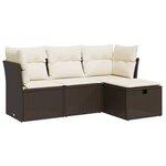vidaXL Salon de jardin 4 Pièces avec coussins marron résine tressée