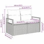 vidaXL Sofa de jardin 2 places avec rangement et des coussins gris en poly rattan