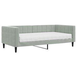 vidaXL Lit de jour avec matelas gris clair 90x190 cm velours