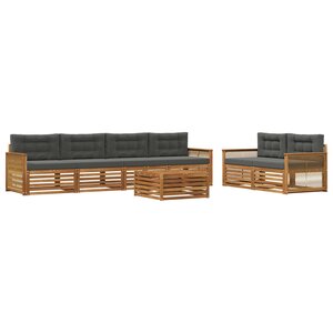 vidaXL Ensemble de canapés d'extérieur 7 pc Naturel et Anthracite