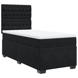 vidaXL Sommier à lattes de lit avec matelas Noir 90x200 cm Velours