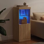 vidaXL Buffet avec lumières LED chêne sonoma 41x37x100 cm
