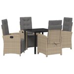 vidaXL Ensemble de salle à manger pour jardin 5 Pièces Beige polyrotin