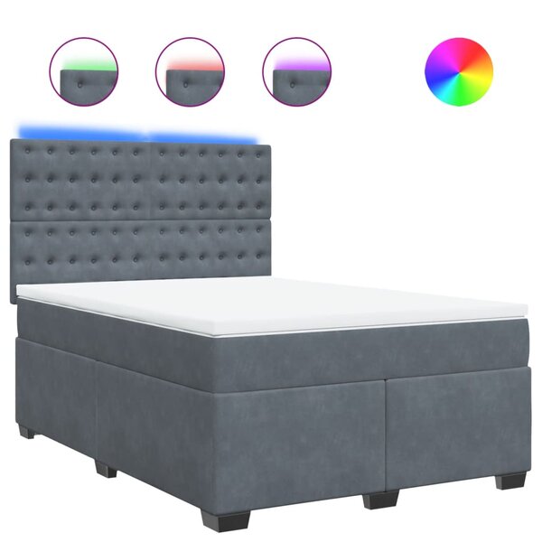 vidaXL Sommier à lattes de lit et matelas Gris foncé 140x200cm Velours