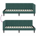 vidaXL Cadre de lit d'angle Vert foncé 90 cm x 200 cm tissu