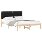 vidaXL Cadre de lit avec tête de lit rembourrée Noir 135 x 190 cm