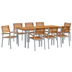 vidaXL Set de salle à manger de jardin 9 pièces en bois d'acacia et métal