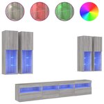 vidaXL Ensemble de meubles TV muraux 7 Pièces et lumières LED sonoma gris