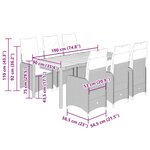 vidaXL Ensemble de bistro de jardin 7 Pièces coussins noir poly rotin