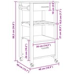 vidaXL Chariot de cuisine Uni Noir 48 x 40 x 88 5 cm