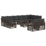 vidaXL Ensemble de canapé de jardin 13 Pièces Gris polyrotin