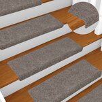 vidaXL Tapis d'escalier 15 Pièces Tissu aiguilleté 65x21x4 cm Crème