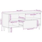 vidaXL Meuble TV 100x33x46 cm en bois massif de manguier