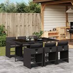 vidaXL Ensemble à manger de jardin coussins 7Pièces Noir Résine tressée
