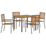 vidaXL Ensemble de salle à manger pour jardin 5 Pièces Gris et marron