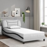 vidaXL Cadre de lit sans matelas blanc et noir 100x200 cm similicuir