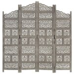 vidaXL Cloison de séparation 4 panneaux Gris 160x165 cm Bois manguier
