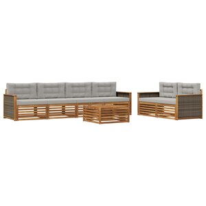 vidaXL Ensemble de canapés d'extérieur 7 pc Naturel et gris clair