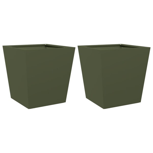 vidaXL Jardinières 2 Pièces vert olive 40x40x40 cm acier