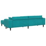 vidaXL Canapé avec coussin 3 Pièces Turquoise Velours