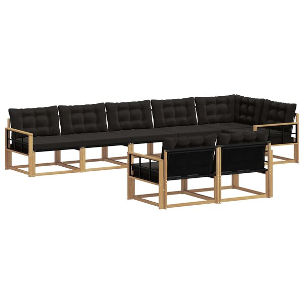 vidaXL Ensemble de canapés d'extérieur 8 Pièces Blanc et noir