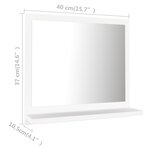vidaXL Miroir de salle de bain Blanc 40x10 5x37 cm Bois d’ingénierie