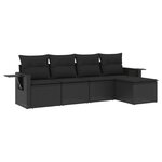 vidaXL Salon de jardin 5 Pièces avec coussins noir résine tressée