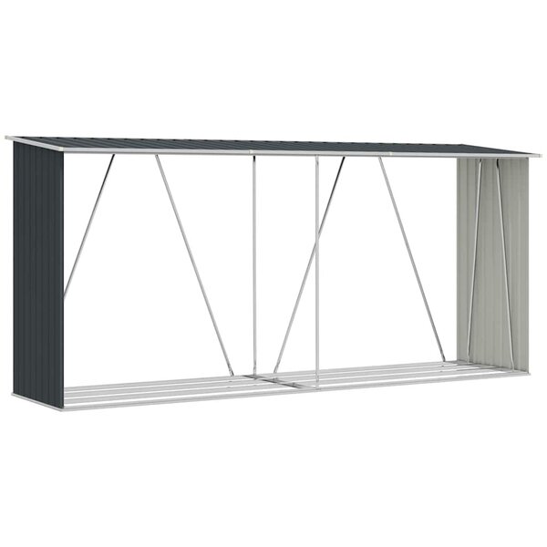 vidaXL Abri de stockage à bois Acier galvanisé 330x84x152cm Anthracite