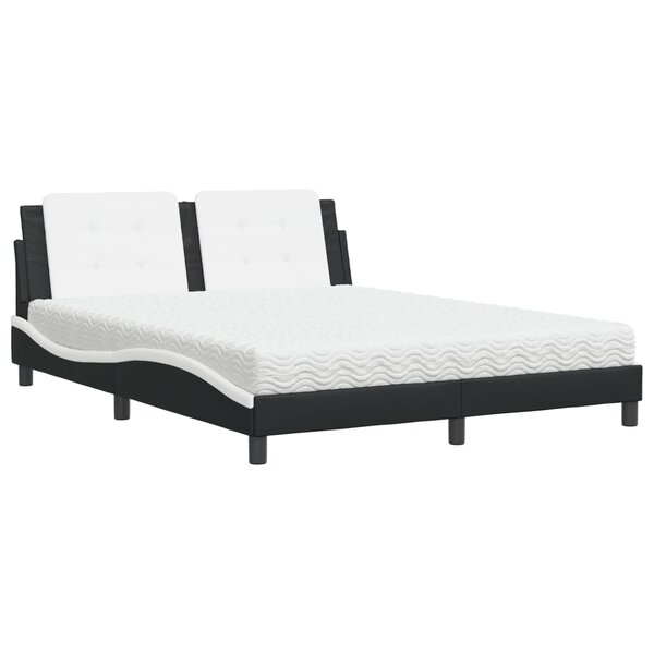 vidaXL Lit avec matelas Zadar noir et blanc 160x200 cm similicuir