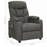 vidaXL Fauteuil de massage Gris foncé Tissu