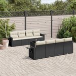 vidaXL Salon de jardin 9 Pièces avec coussins noir résine tressée