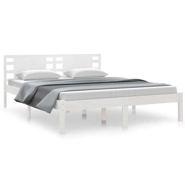 vidaXL Cadre de lit sans matelas blanc 150x200 cm bois massif