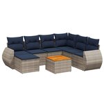 vidaXL Salon de jardin 8 Pièces avec coussins gris résine tressée