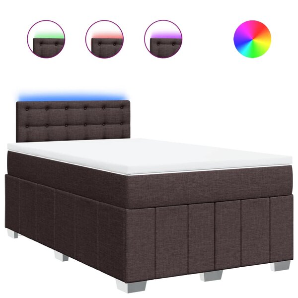 vidaXL Sommier à lattes de lit et matelas marron foncé 120x190cm tissu