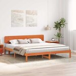 vidaXL Cadre de lit avec tête de lit Brun cire 180 x 200 cm Pin massif