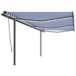 vidaXL Auvent automatique capteur de vent/LED 6x3 m Bleu et blanc